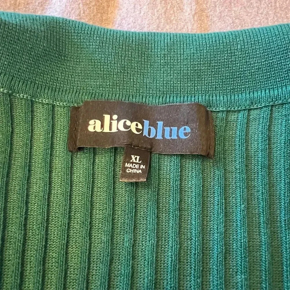 Alice Blue Women's XL Green Ribbed Collared Button-Up Cardigan Sweater - Picture 6 of 9
